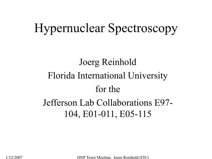 hypernuclear spectroscopy