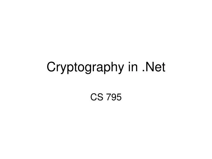 cryptography in net