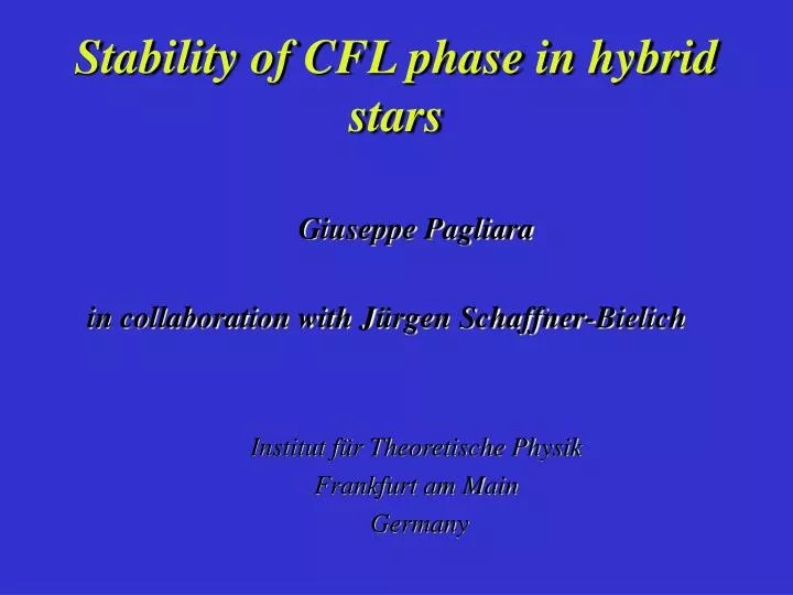 stability of cfl phase in hybrid stars