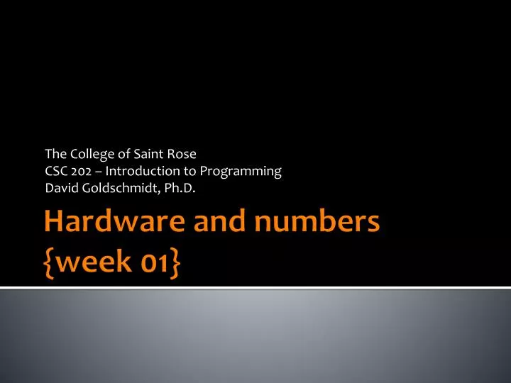 the college of saint rose csc 202 introduction to programming david goldschmidt ph d