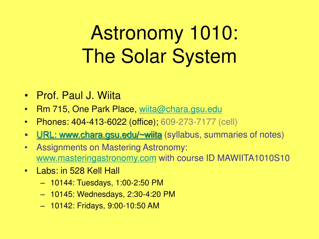 PPT - Astronomy 1010: The Solar System PowerPoint Presentation, free ...