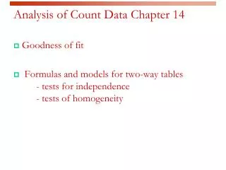 Analysis of Count Data Chapter 14