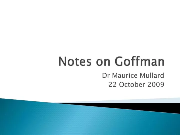 notes on goffman