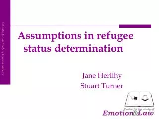 Assumptions in refugee status determination Jane Herlihy Stuart Turner
