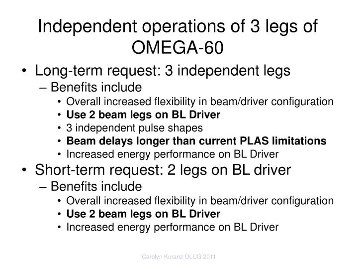 independent operations of 3 legs of omega 60