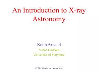 An Introduction to X-ray Astronomy