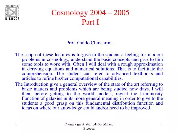 cosmology 2004 2005 part i