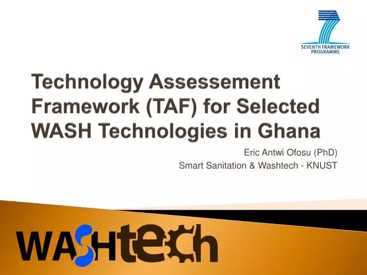 technology assessement framework taf for selected wash technologies in ghana