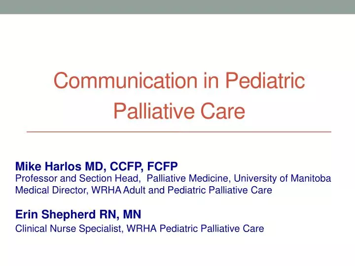 communication in pediatric palliative care