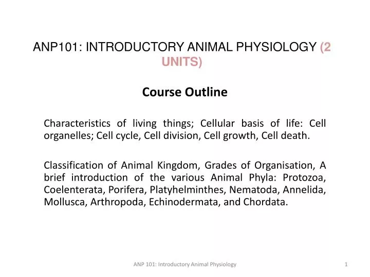 anp101 introductory animal physiology 2 units