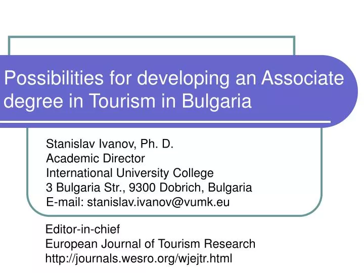 possibilities for developing an associate degree in tourism in bulgaria