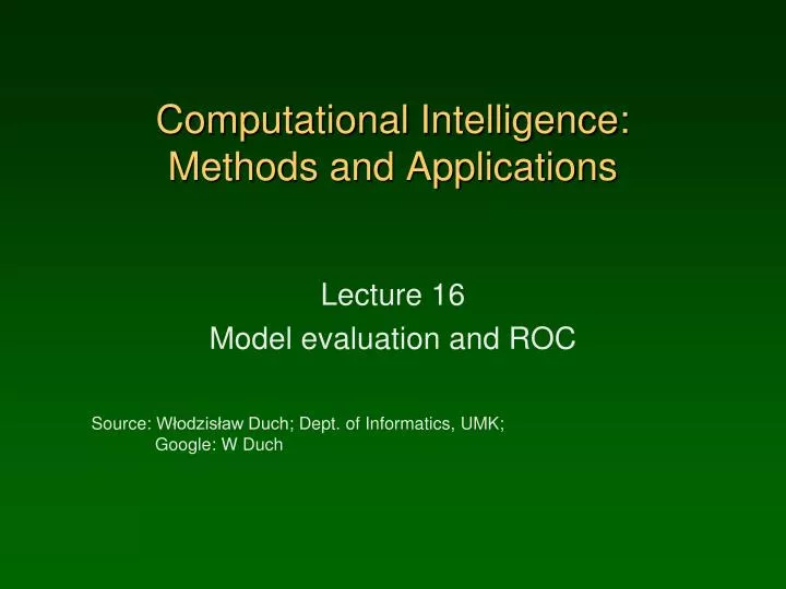 computational intelligence methods and applications