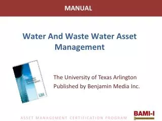 Water And Waste Water Asset Management