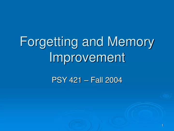 forgetting and memory improvement