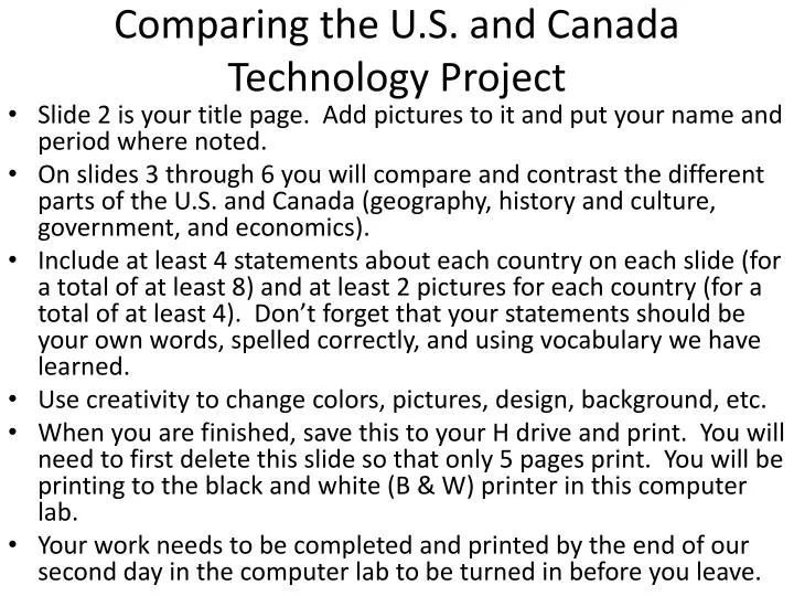 comparing the u s and canada technology project