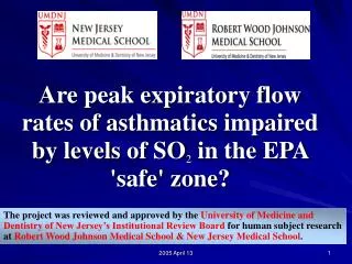 Are peak expiratory flow rates of asthmatics impaired by levels of SO 2 in the EPA 'safe' zone?