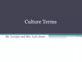 Culture Terms