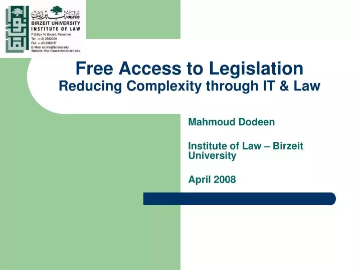 free access to legislation reducing complexity through it law