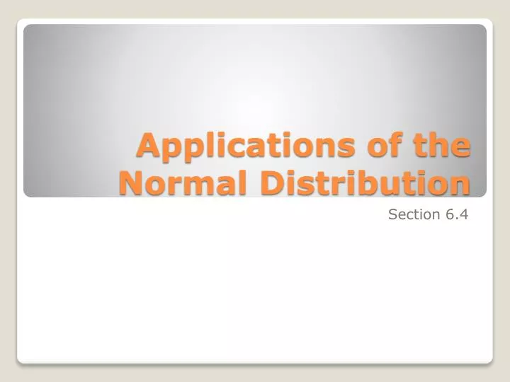 applications of the normal distribution