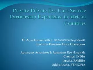 Private-Private Eye Care Service Partnership Experience in African Countries