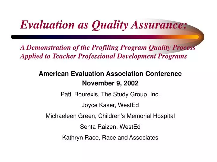 evaluation as quality assurance