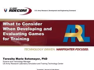 What to Consider When Developing and Evaluating Games for Training