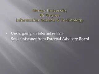 Mercer University BS Degree Information Science &amp; Technology