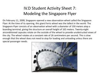 IV.D Student Activity Sheet 7: Modeling the Singapore Flyer