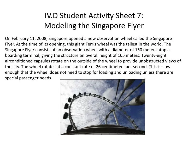 iv d student activity sheet 7 modeling the singapore flyer