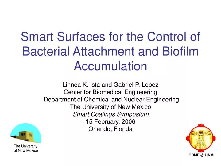 smart surfaces for the control of bacterial attachment and biofilm accumulation