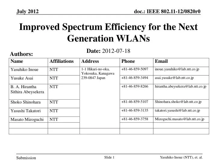 improved spectrum efficiency for the next generation wlans