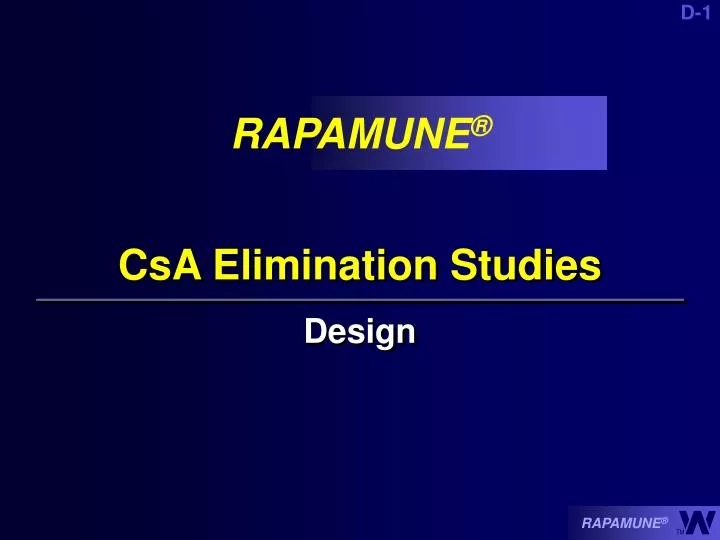 csa elimination studies