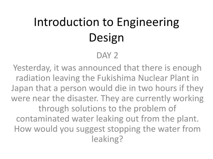 introduction to engineering design