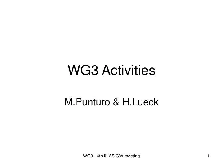 wg3 activities