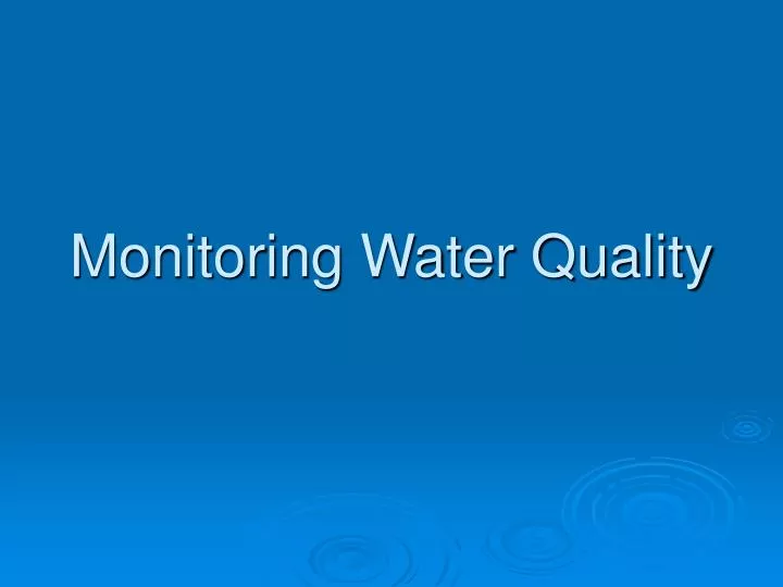 monitoring water quality