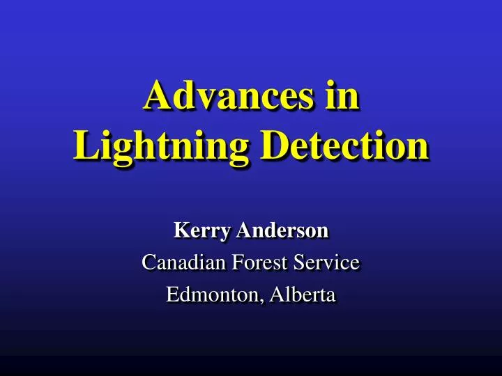 advances in lightning detection