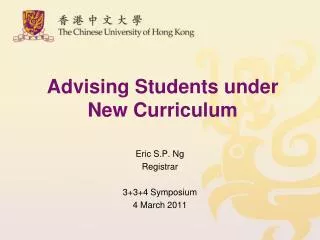 Advising Students under New Curriculum