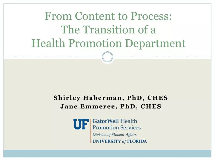from content to process the transition of a health promotion department