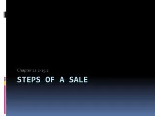 Steps of a Sale