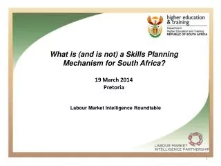 What is (and is not) a Skills Planning Mechanism for South Africa? 19 March 2014 Pretoria