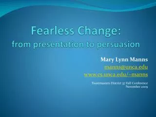 Fearless Change: from presentation to persuasion