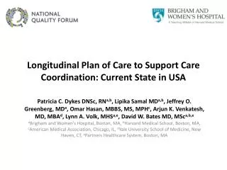 Longitudinal Plan of Care to Support Care Coordination: Current State in USA