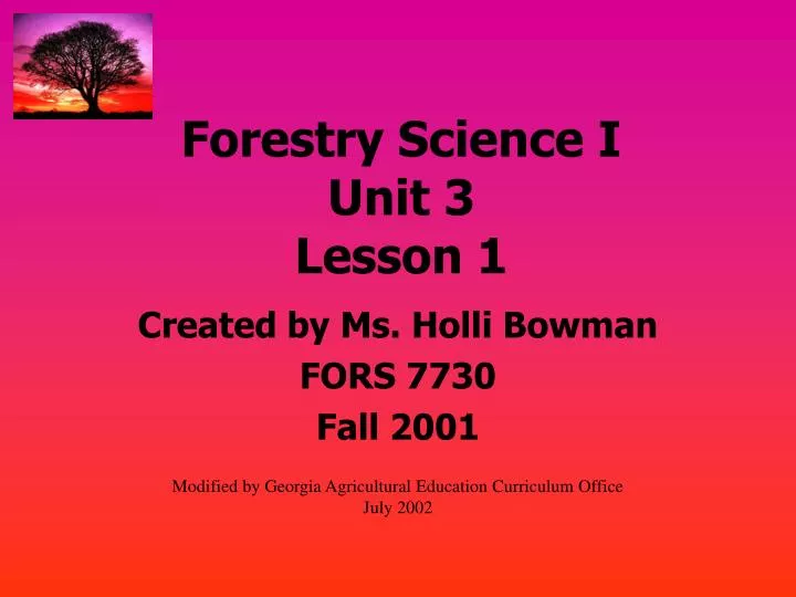 forestry science i unit 3 lesson 1