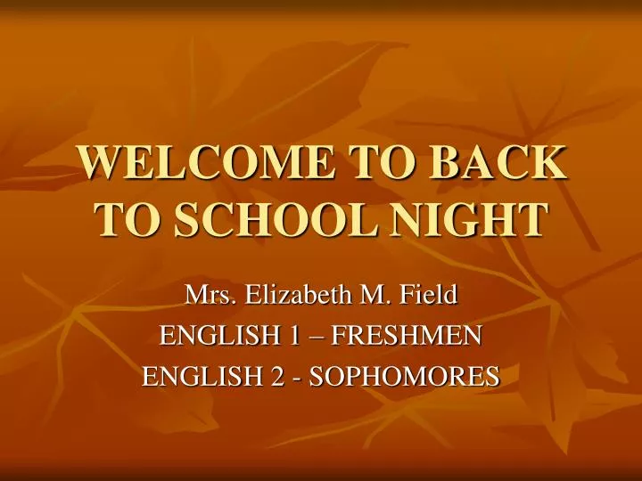 welcome to back to school night