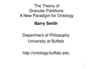 The Theory of Granular Partitions: A New Paradigm for Ontology