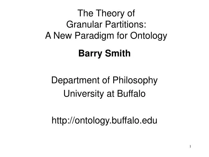 the theory of granular partitions a new paradigm for ontology