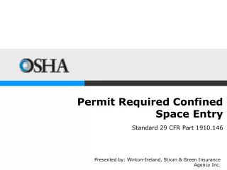 Permit Required Confined Space Entry
