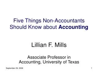 Five Things Non-Accountants Should Know about Accounting