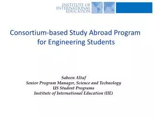 Consortium-based Study Abroad Program for Engineering Students