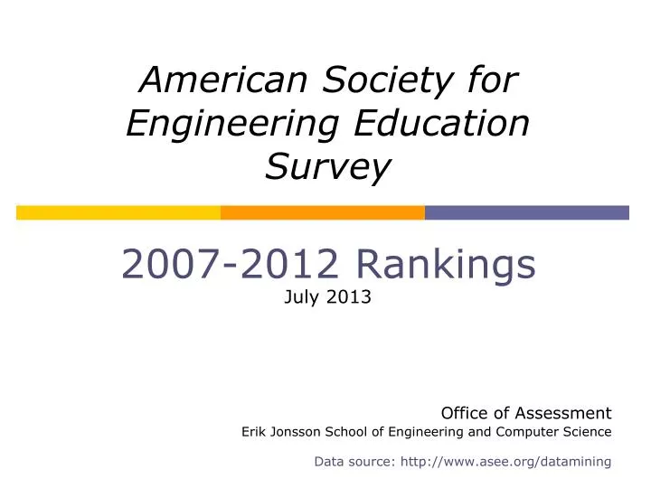 american society for engineering education survey 2007 2012 rankings july 2013